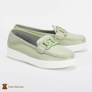 Mocasini Dama Piele Naturala cu talpa plata LF0206 VERDE