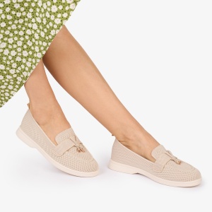 MOCASINI dama TEXTIL CU DETALIU AURIU LF1027 Culoare: BEJ