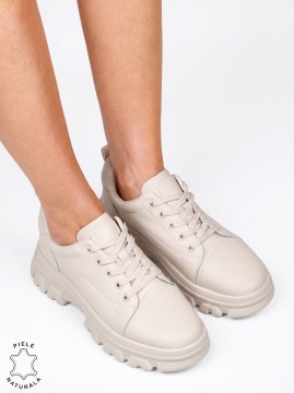Pantofi casual confortabili din piele naturală LF1818 Bej
