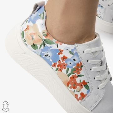 Pantofi Casual DAMA din PIELE Naturala cu imprimeu floral LF0949 CULOARE: Alb - Img 3
