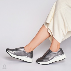 Pantofi Casual dama din Piele naturala CU INCHIDERE ELASTIC LF1233 PEWTER