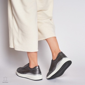 Pantofi Casual dama din Piele naturala CU INCHIDERE ELASTIC LF1233 PEWTER - Img 4