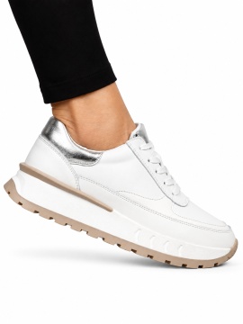Pantofi Casual DAMA din PIELE Naturala cu model pe talpa LF1524 ALB - Img 2
