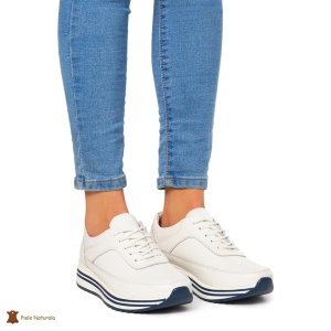 Pantofi Casual dama din Piele naturala LF00809 ALB