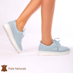Pantofi casual dama din Piele naturală LF0113 ALBASTRU - Img 3