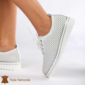Pantofi casual dama din Piele naturală LF0113 ALB