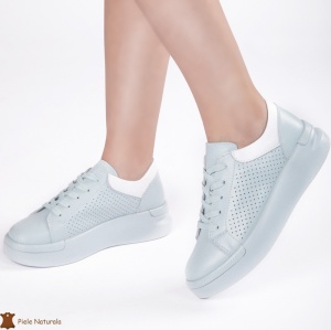 Pantofi Casual Dama din Piele naturală LF0117 ALBASTRU