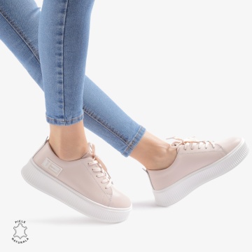 Pantofi Casual dama din Piele Naturala LF0850 ROZ