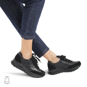 Pantofi Casual dama din Piele Naturala LF0855 NEGRU