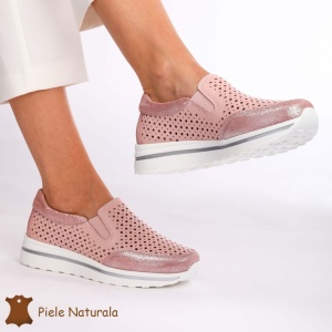 Pantofi Casual dama din Piele naturala LF0860 ROZ - Img 2
