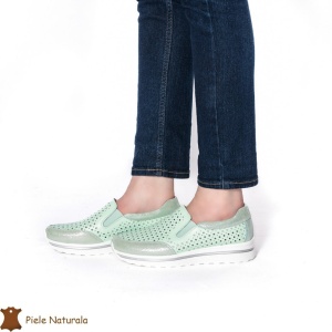 Pantofi Casual dama din Piele naturala LF0860 VERDE - Img 2