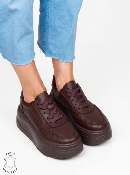 Pantofi casual damă din piele naturală, model sport LF1822 Cafeniu