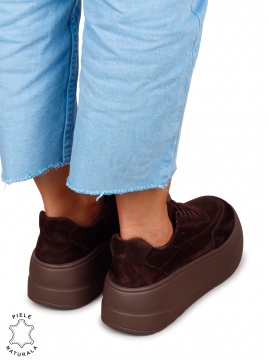 Pantofi casual damă din piele naturală, model sport LF1822 CAFENIU - Img 3