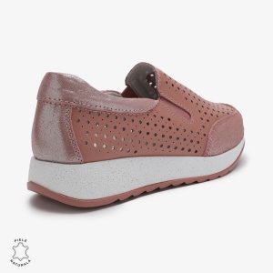 Pantofi Casual dama din Piele Naturala Perforati LF0711 ROZ - Img 3