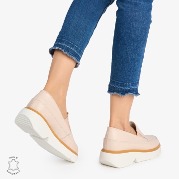 Pantofi Casual DAMA din PIELE Naturala SLIP-ON LF0946 CULOARE: ROZ - Img 3