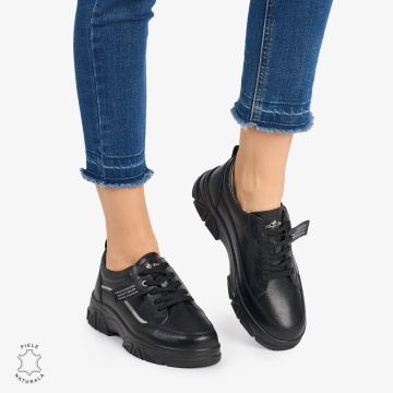 Pantofi casual dama piele naturala LF0867 NEGRU