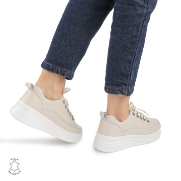 Pantofi casual dama piele naturala LF0869 BEJ - Img 3