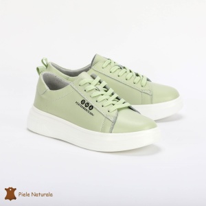 Pantofi Casual de dama din Piele naturala cu talpa groasa LF0494 Verde - Img 2