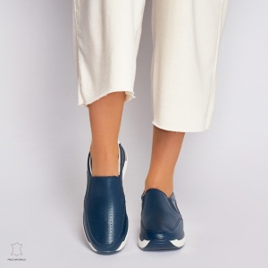 Pantofi casual de dama din piele naturala cu talpa platforma LF0015 Navy - Img 2