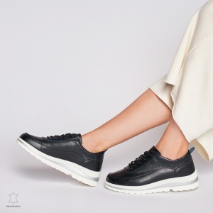 Pantofi casual de dama din piele naturala LF0002 NEGRU