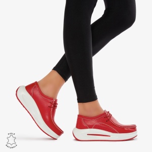 Pantofi Casual de dama din Piele Naturala LF0569 ROSU