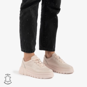 PANTOFI CASUAL DE DAMA DIN PIELE NATURALA LF0767 ROZ - Img 3