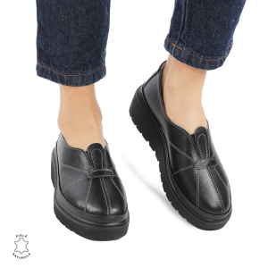 Pantofi Casual de dama din Piele Naturala LF0918 NEGRU