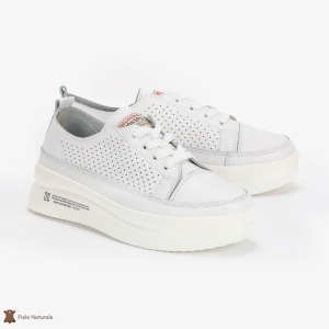Pantofi Casual de dama din Piele naturala Șic Urban LF0487 ALB - Img 2