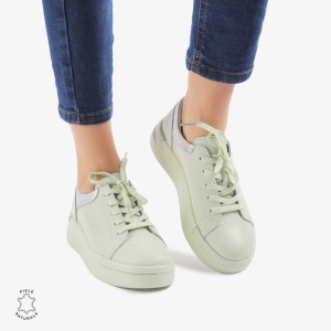 Pantofi Casual de dama din Piele naturala Trendy LF0525 VERDE - Img 2