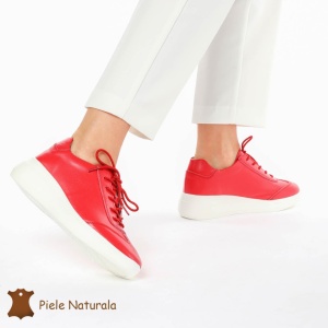 Pantofi casual elegante de dama din piele naturala LF0221 ROSU