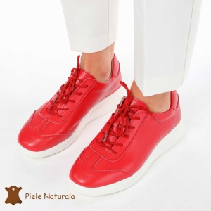 Pantofi casual elegante de dama din piele naturala LF0221 ROSU - Img 3