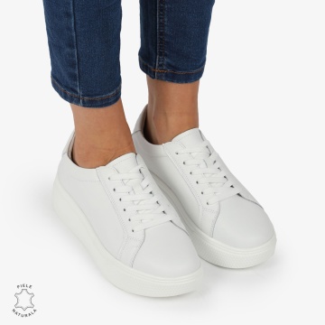 Pantofi CASUAL PIELE NATURALA cu detaliu lateral LF1273 Alb