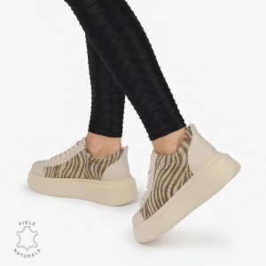 Pantofi casual piele naturala cu Imprimeu Leopard LF1305 BEJ - Img 3