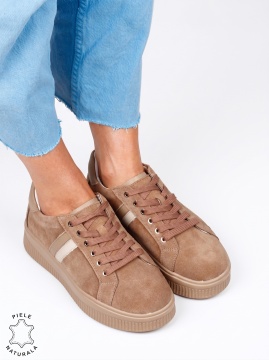Pantofi casual sport din piele naturală întoarsă LF1811 KHAKI SUEDE