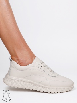 Pantofi damă din piele naturală cu aspect elegant LF1816 bej - Img 2