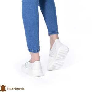 Pantofi Perforati Dama Piele naturală LF0100 ALB - Img 3