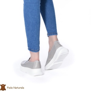 Pantofi Perforati Dama Piele naturală LF0100 GRI - Img 3