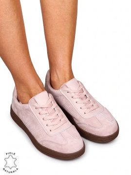 Pantofi sport damă din piele întoarsă naturală cu talpă confortabilă LF1809 Roz