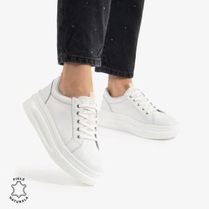 Pantofii casual piele naturala LF0763 ALB