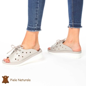 Papuci din Piele Naturala LF0203 GRI