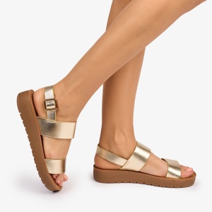 SANDALE dama din Piele ECOLOGICA CU BRETELE LF1093CULOARE: AURIU - Img 2