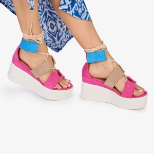 SANDALE Dama DIN PIELE ECOLOGICA INTOARSA CU PLATFORMA LF1023 Culoare: FUCSIA - Img 3