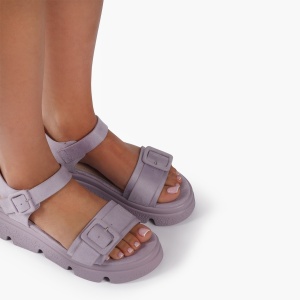 Sandale dama din Piele Ecologica Intoarsa cu talpa inalta LF0822 Mov - Img 3