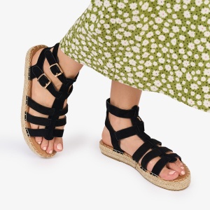 SANDALE Dama DIN PIELE ECOLOGICA INTOARSA LF1022 Culoare: NEGRU