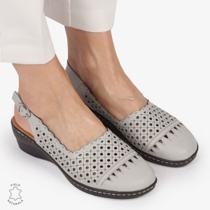 Sandale DAMA DIN PIELE NATURALA SI STIL AJURAT LF1408 GRI