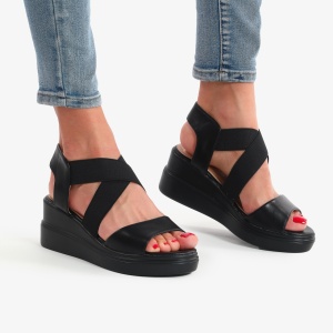 SANDALE DIN PIELE ECOLOGICA CU PLATFORMA LF0735 Negru - Img 2