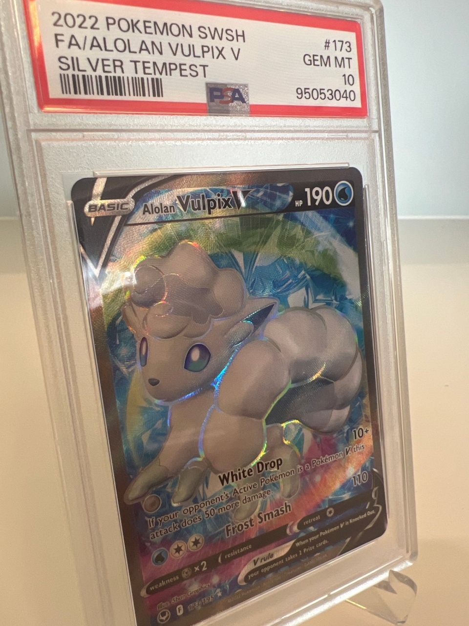 Alolan Vulpix V #173/195 PSA 10 GEM MT - Silver Tempest (SWSH12)
