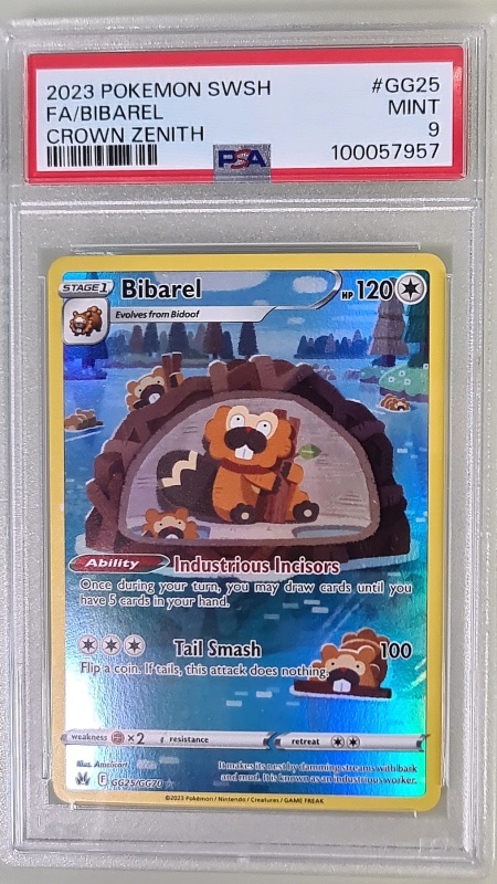 Bibarel #GG25/GG70 Full Art Ултра рядък английски PSA 9 MINT