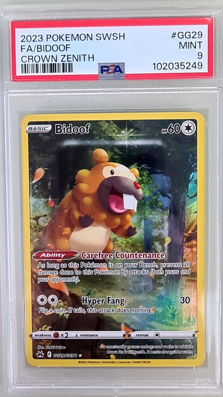 Bidoof #GG29/GG70 PSA 9 Mint Full Art (български)