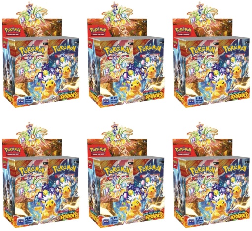 Pokémon TCG Scarlet &amp; Violet 8 Surging Sparks Подсилваща кутия (6 кутии)